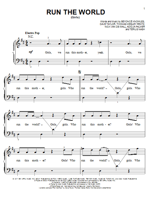 Glee Cast Run The World (Girls) Sheet Music Notes & Chords for Piano, Vocal & Guitar (Right-Hand Melody) - Download or Print PDF