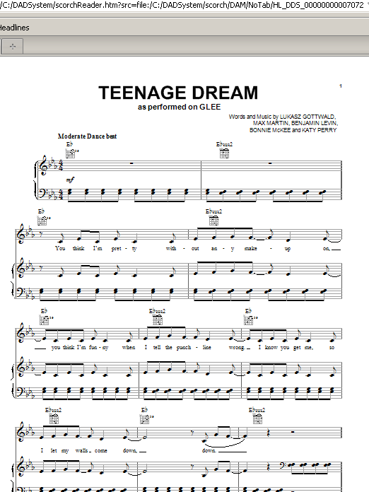 Glee Cast Teenage Dream Sheet Music Notes & Chords for Voice - Download or Print PDF