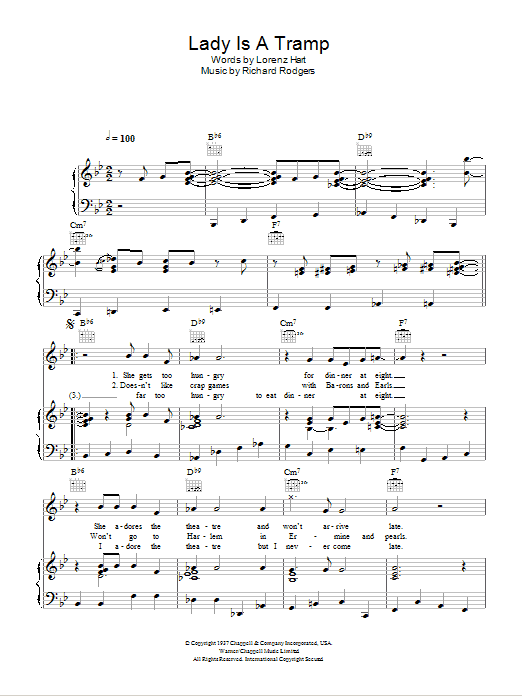 Glee Cast The Lady Is A Tramp Sheet Music Notes & Chords for Piano, Vocal & Guitar (Right-Hand Melody) - Download or Print PDF