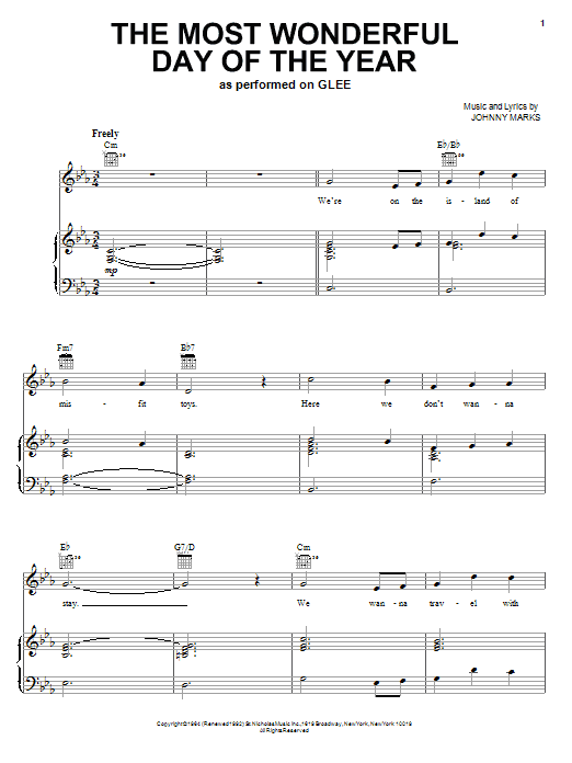 Glee Cast The Most Wonderful Day Of The Year Sheet Music Notes & Chords for Easy Piano - Download or Print PDF