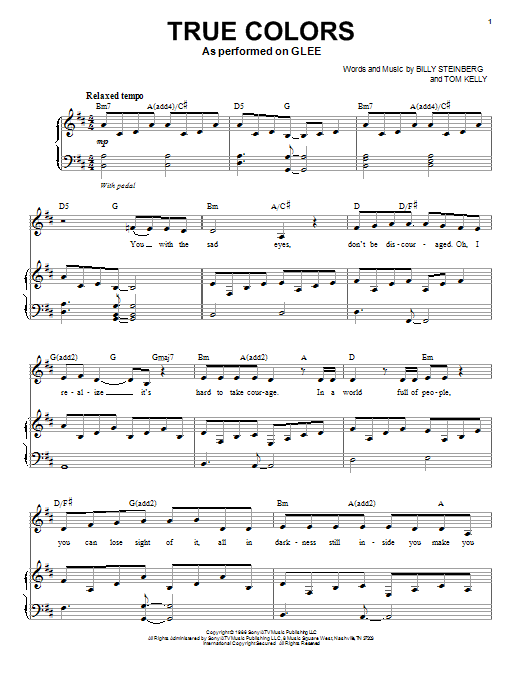 Glee Cast True Colors Sheet Music Notes & Chords for Piano & Vocal - Download or Print PDF Glee Cast True Colors Sheet Music Notes & Chords for Piano & Vocal - Download or Print PDF