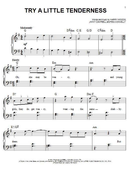 Glee Cast Try A Little Tenderness Sheet Music Notes & Chords for Easy Piano - Download or Print PDF