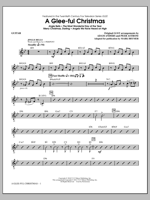 Glee Cast A Glee Ful Christmas Choral Medley Arr Mark Brymer Guitar Sheet Music Download Pdf Score 302980