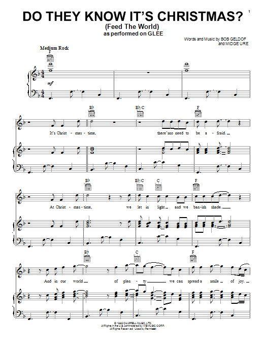 Glee Cast Do They Know It S Christmas Feed The World Sheet Music Download Pdf Score