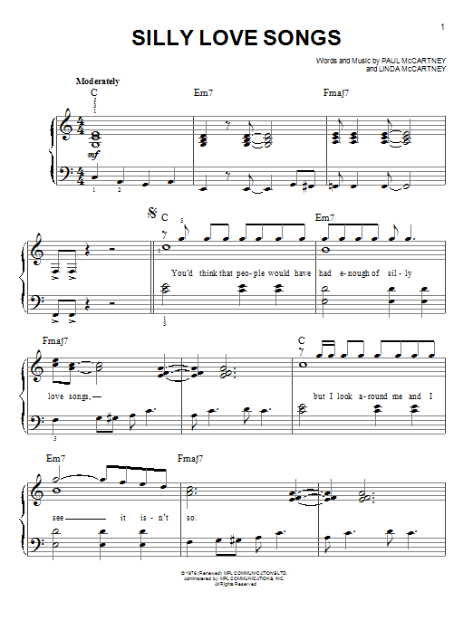 Silly Love Songs sheet music