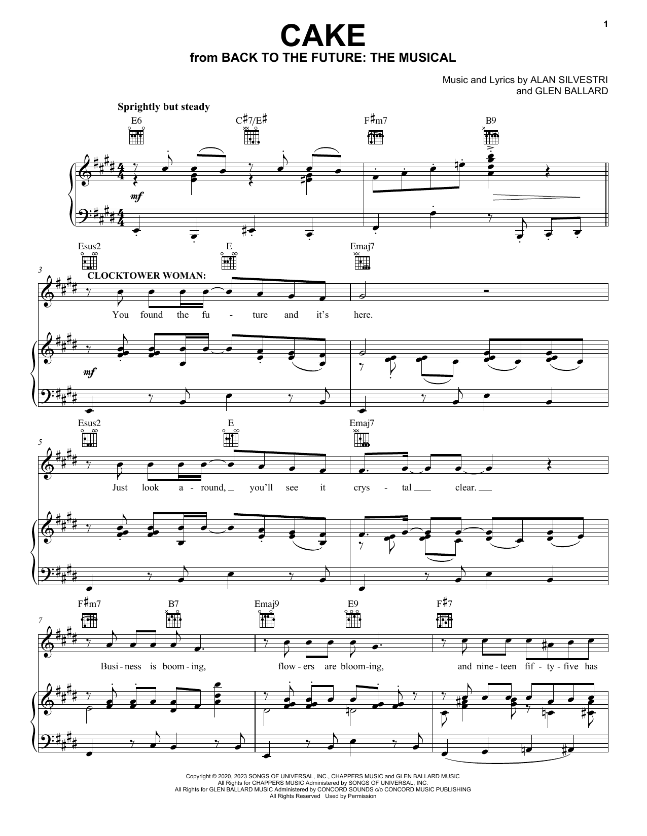 Glen Ballard and Alan Silvestri Cake (from Back To The Future: The Musical) Sheet Music Notes & Chords for Piano, Vocal & Guitar Chords (Right-Hand Melody) - Download or Print PDF