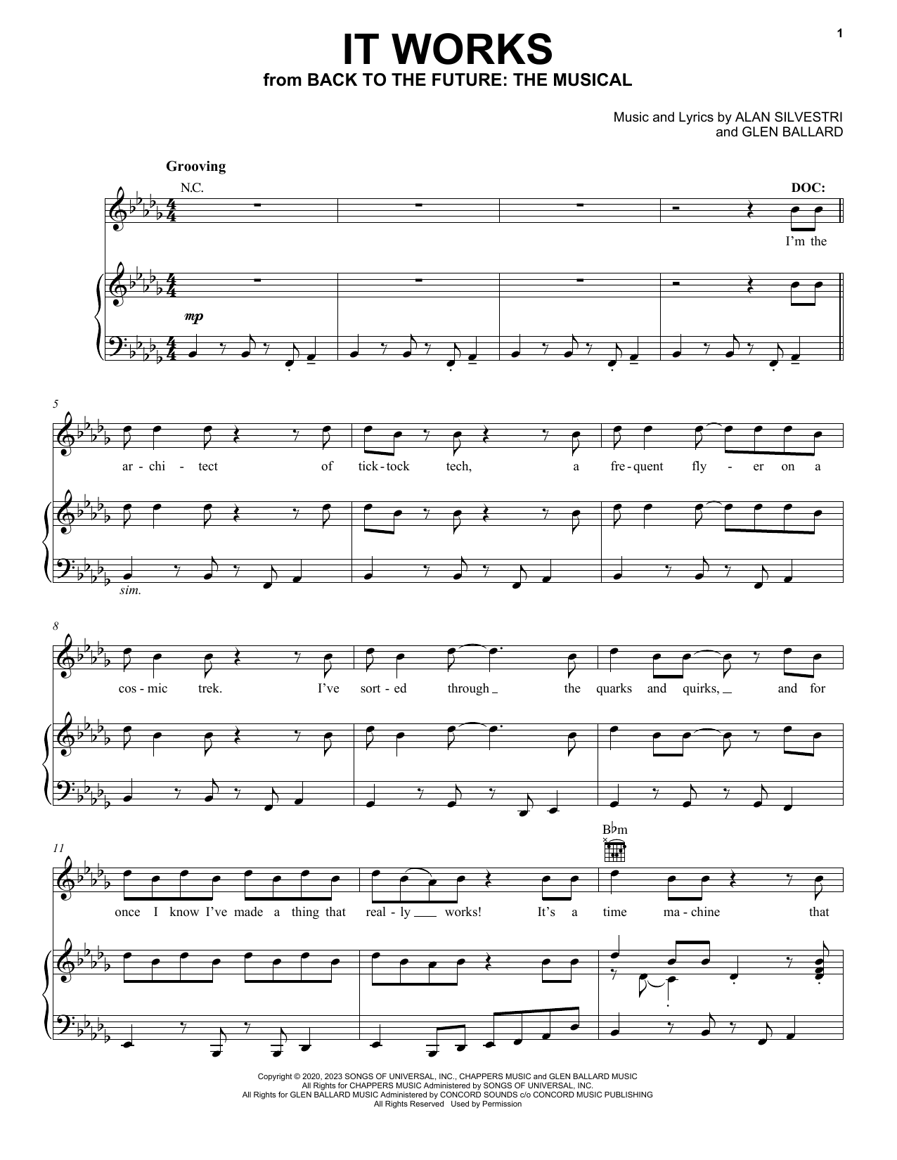 Glen Ballard and Alan Silvestri It Works (from Back To The Future: The Musical) Sheet Music Notes & Chords for Piano, Vocal & Guitar Chords (Right-Hand Melody) - Download or Print PDF