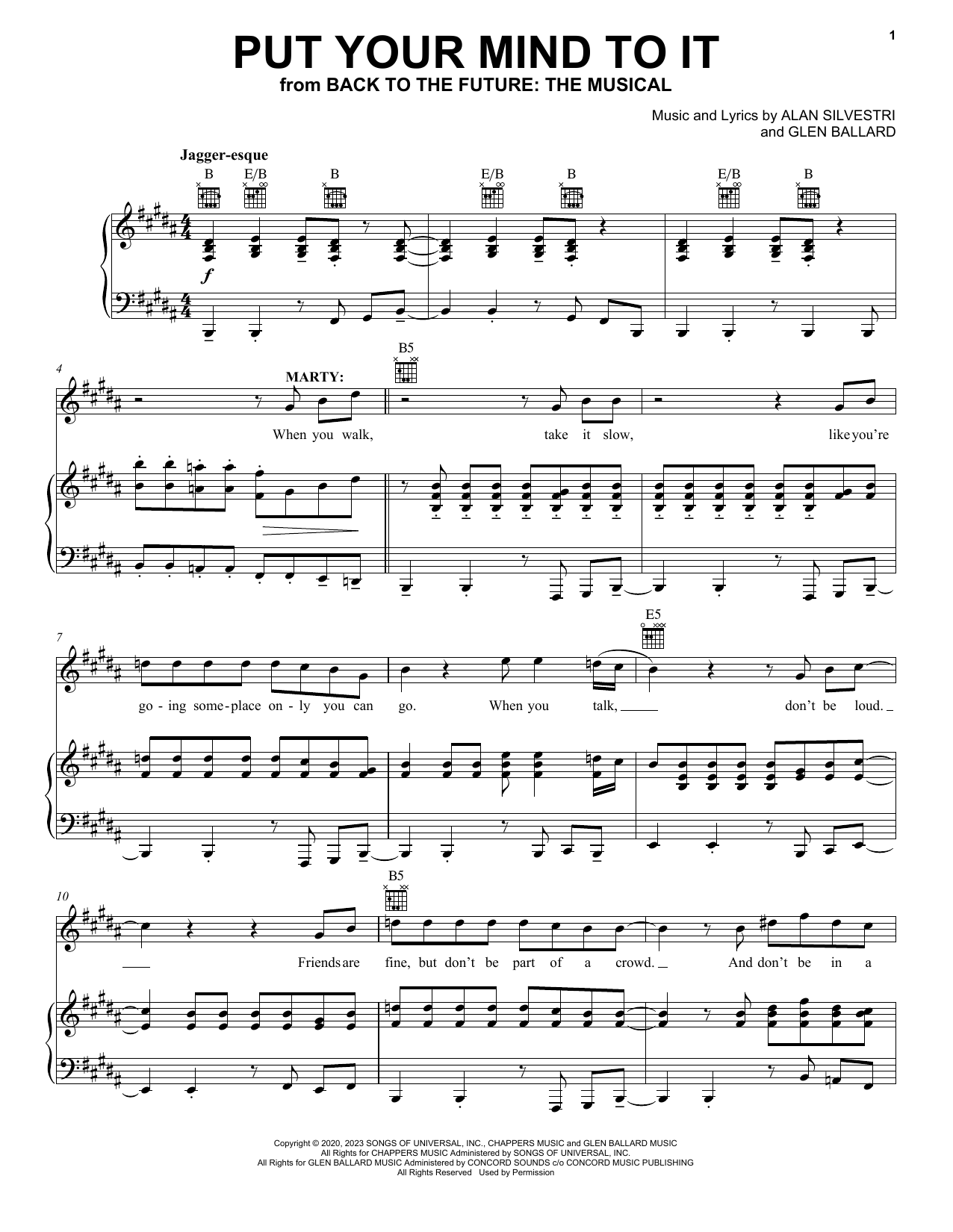 Glen Ballard and Alan Silvestri Put Your Mind To It (from Back To The Future: The Musical) Sheet Music Notes & Chords for Piano, Vocal & Guitar Chords (Right-Hand Melody) - Download or Print PDF
