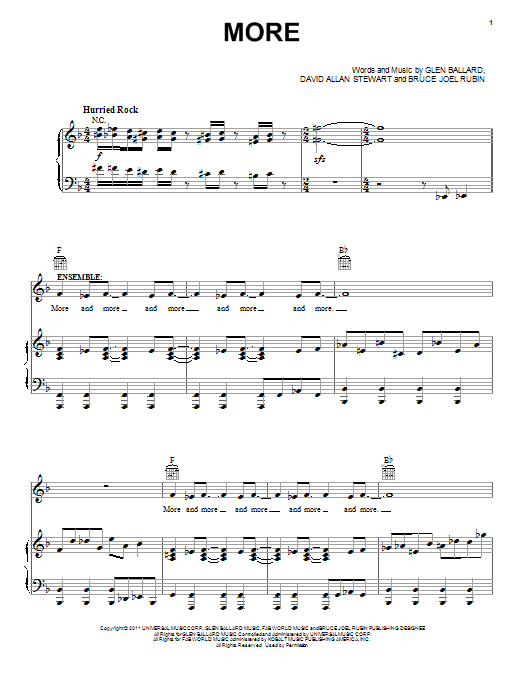 Glen Ballard More Sheet Music Notes & Chords for Piano, Vocal & Guitar (Right-Hand Melody) - Download or Print PDF