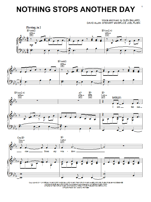 Glen Ballard Nothing Stops Another Day Sheet Music Notes & Chords for Piano & Vocal - Download or Print PDF
