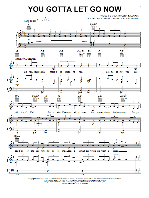 Glen Ballard You Gotta Let Go Now Sheet Music Notes & Chords for Piano, Vocal & Guitar (Right-Hand Melody) - Download or Print PDF