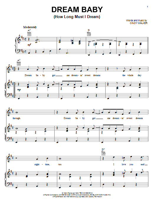 Glen Campbell Dream Baby (How Long Must I Dream) Sheet Music Notes & Chords for Piano, Vocal & Guitar (Right-Hand Melody) - Download or Print PDF