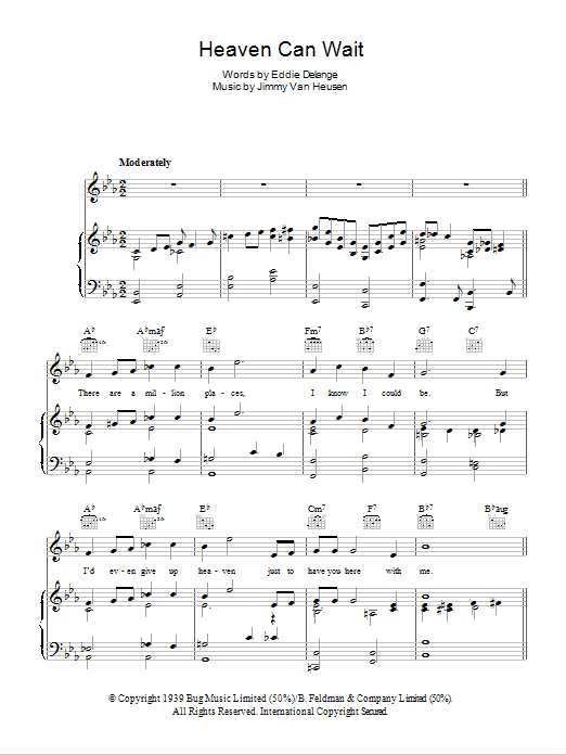 Glen Miller Heaven Can Wait Sheet Music Notes & Chords for Piano, Vocal & Guitar (Right-Hand Melody) - Download or Print PDF