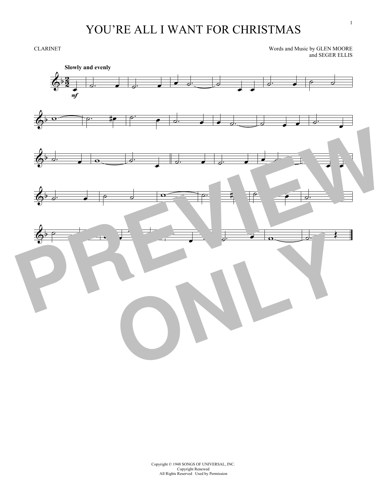 Glen Moore & Seger Ellis You're All I Want For Christmas Sheet Music Notes & Chords for Trumpet - Download or Print PDF