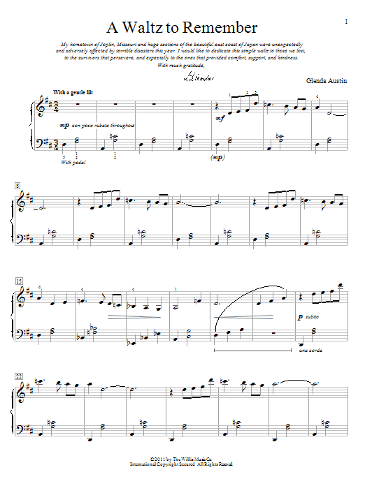 Glenda Austin A Waltz To Remember Sheet Music Notes & Chords for Educational Piano - Download or Print PDF