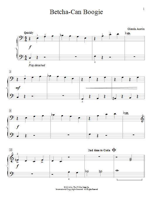 Glenda Austin Betcha-Can Boogie Sheet Music Notes & Chords for Educational Piano - Download or Print PDF