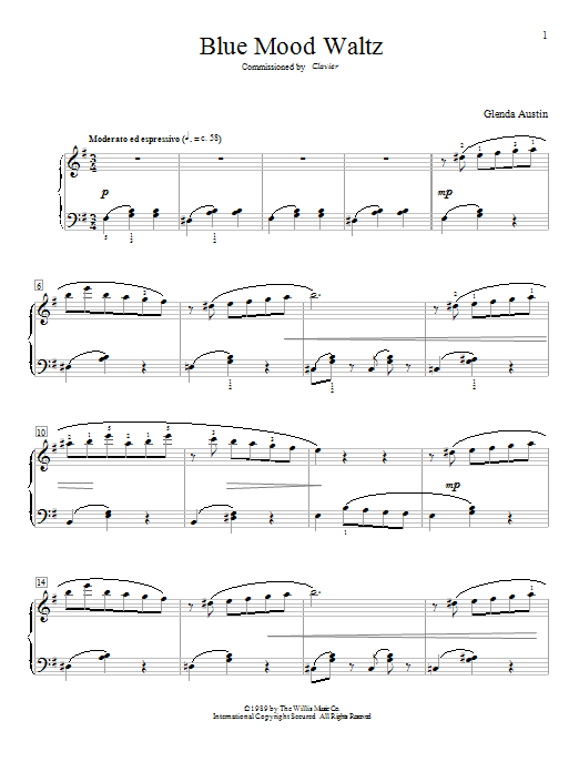 Glenda Austin Blue Mood Waltz Sheet Music Notes & Chords for Educational Piano - Download or Print PDF