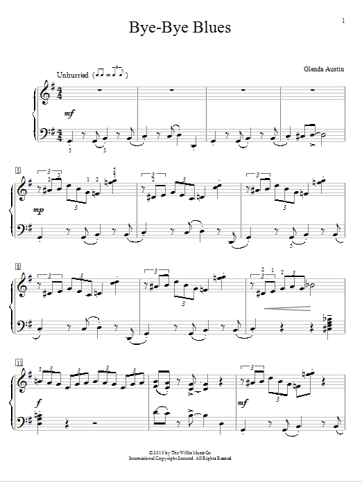 Glenda Austin Bye-Bye Blues Sheet Music Notes & Chords for Educational Piano - Download or Print PDF