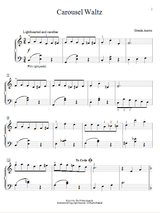 Glenda Austin Carousel Waltz Sheet Music Notes & Chords for Educational Piano - Download or Print PDF