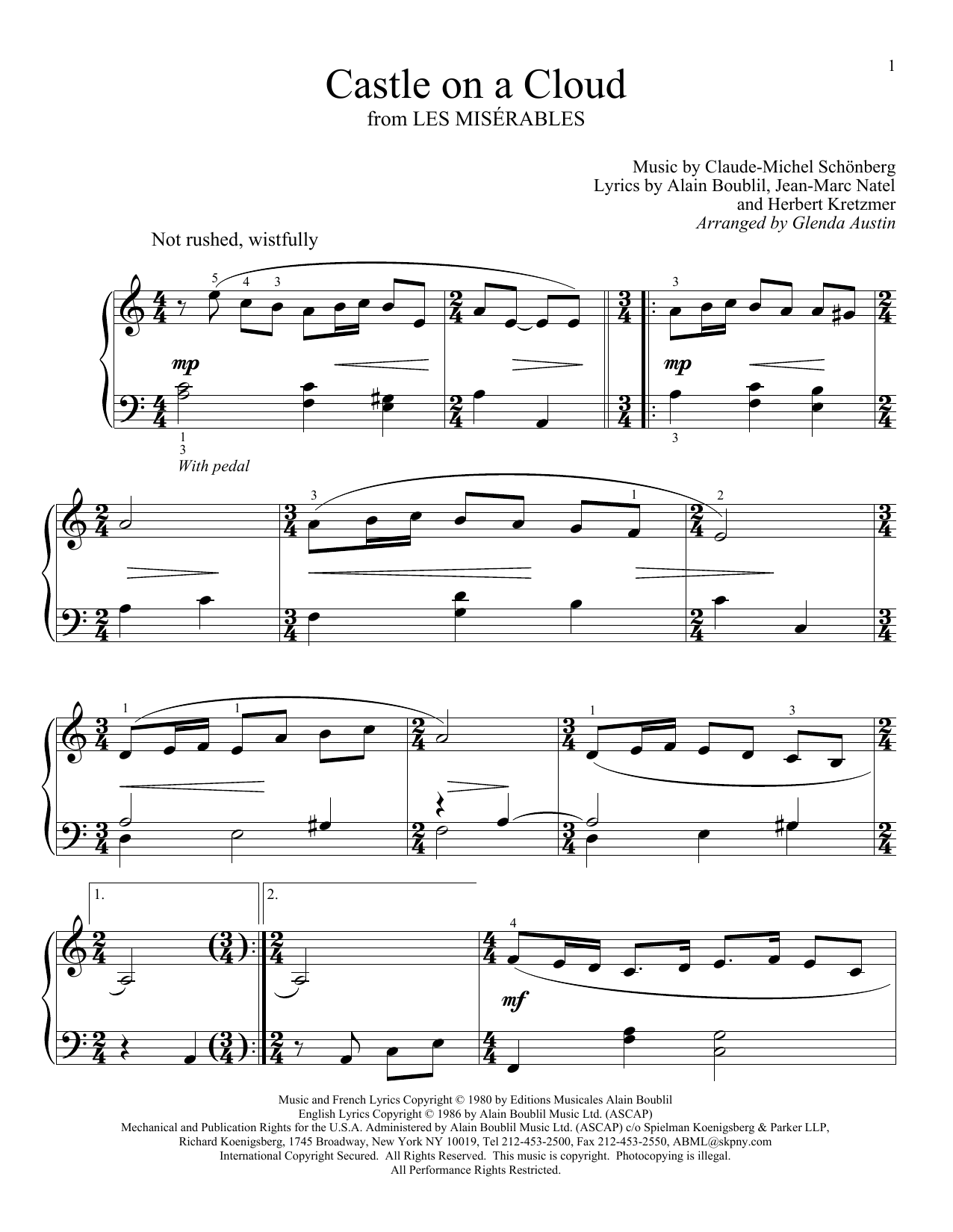 Glenda Austin Castle On A Cloud Sheet Music Notes & Chords for Educational Piano - Download or Print PDF