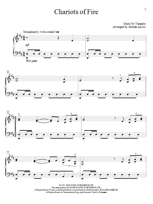 Glenda Austin Chariots Of Fire Sheet Music Notes & Chords for Educational Piano - Download or Print PDF