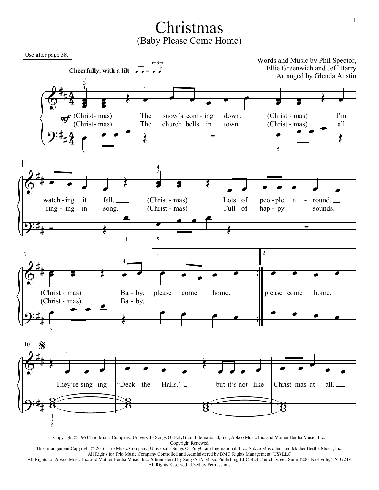 Glenda Austin Christmas (Baby Please Come Home) Sheet Music Notes & Chords for Educational Piano - Download or Print PDF