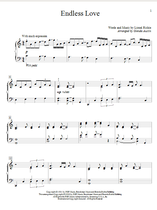 Glenda Austin Endless Love Sheet Music Notes & Chords for Educational Piano - Download or Print PDF