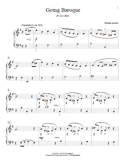 Glenda Austin Going Baroque Sheet Music Notes & Chords for Educational Piano - Download or Print PDF