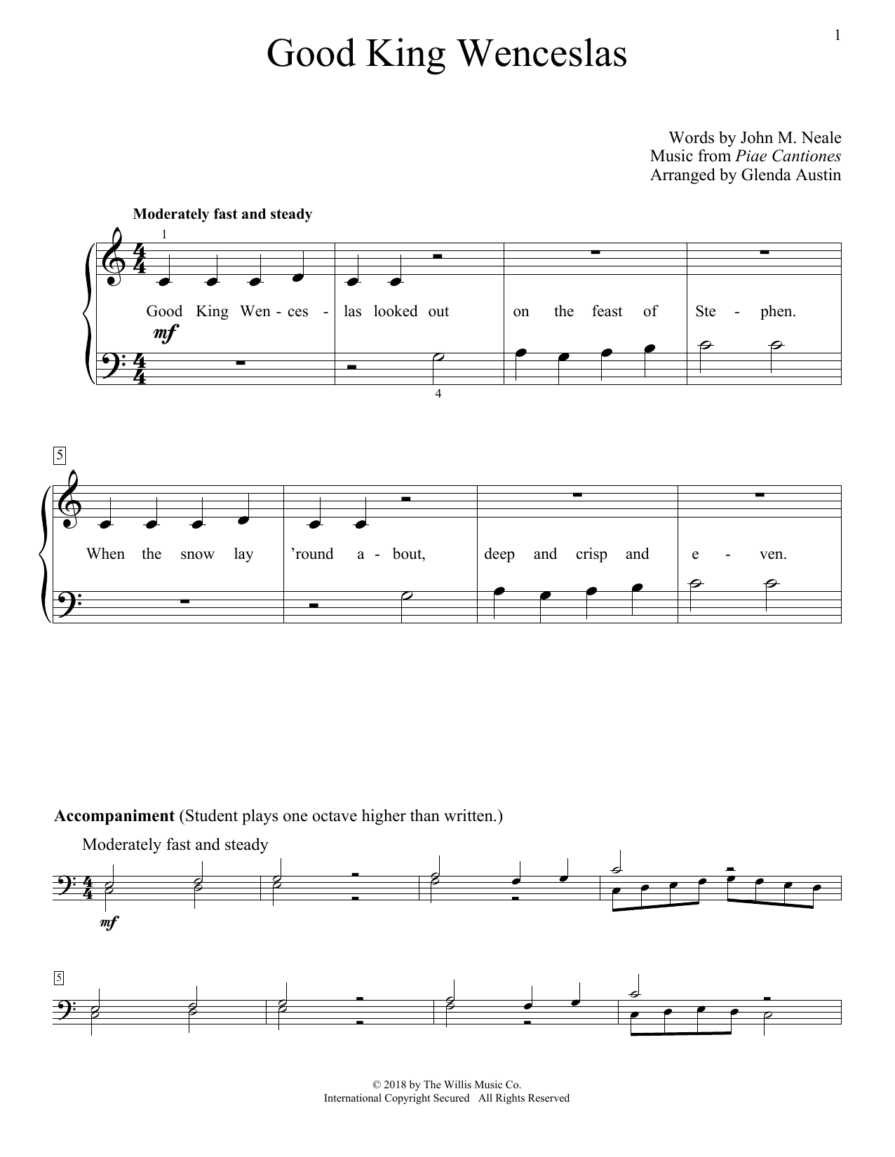 Glenda Austin Good King Wenceslas Sheet Music Notes & Chords for Educational Piano - Download or Print PDF