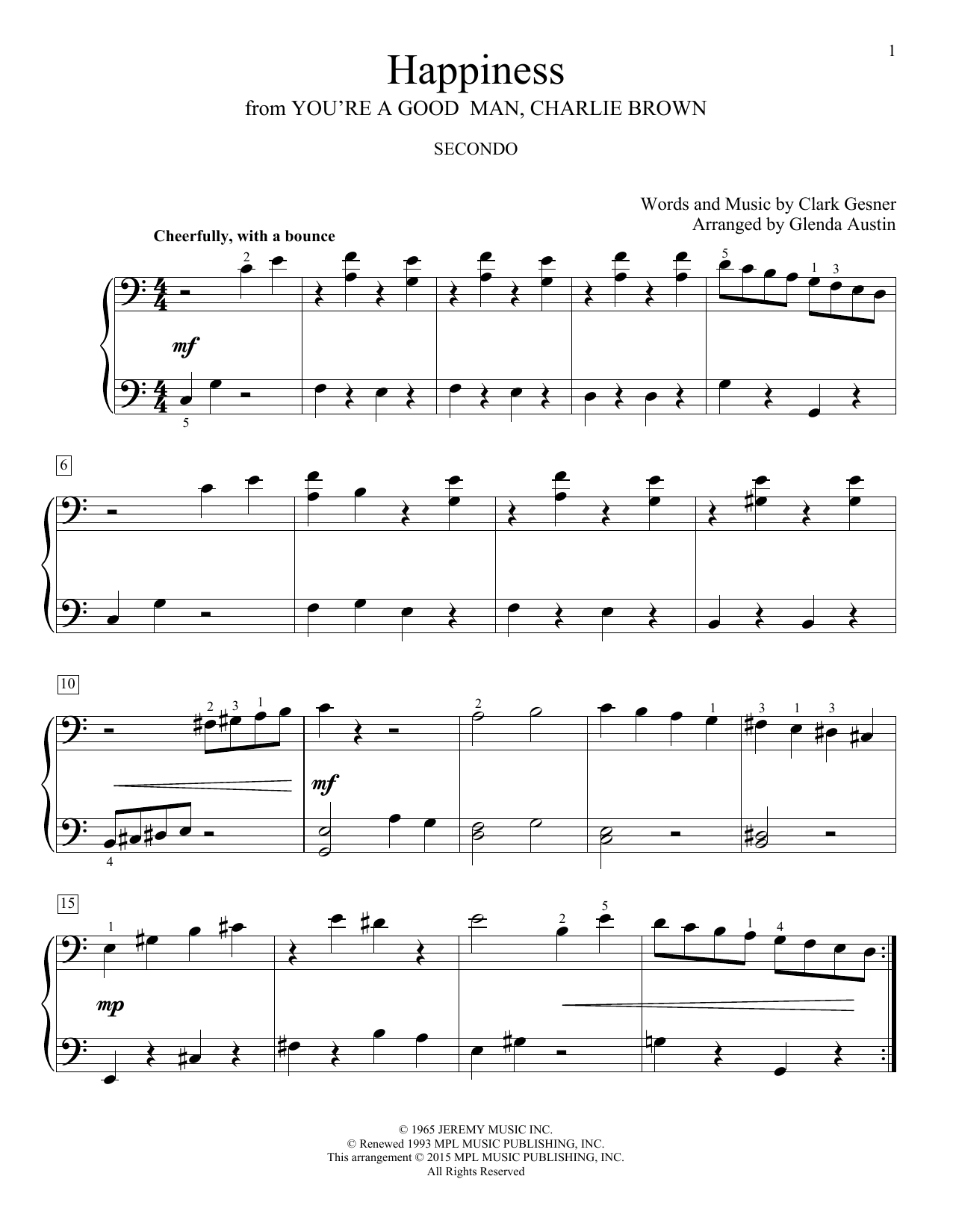 Glenda Austin Happiness Sheet Music Notes & Chords for Piano Duet - Download or Print PDF