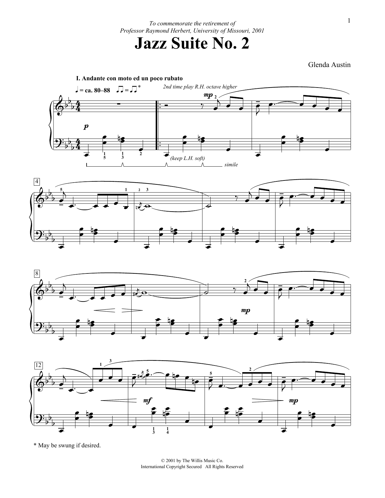 Glenda Austin Jazz Suite No. 2 Sheet Music Notes & Chords for Educational Piano - Download or Print PDF