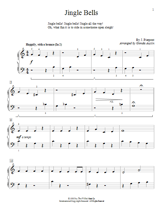 Glenda Austin Jingle Bells Sheet Music Notes & Chords for Educational Piano - Download or Print PDF