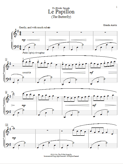 Glenda Austin Le Papillon Sheet Music Notes & Chords for Educational Piano - Download or Print PDF