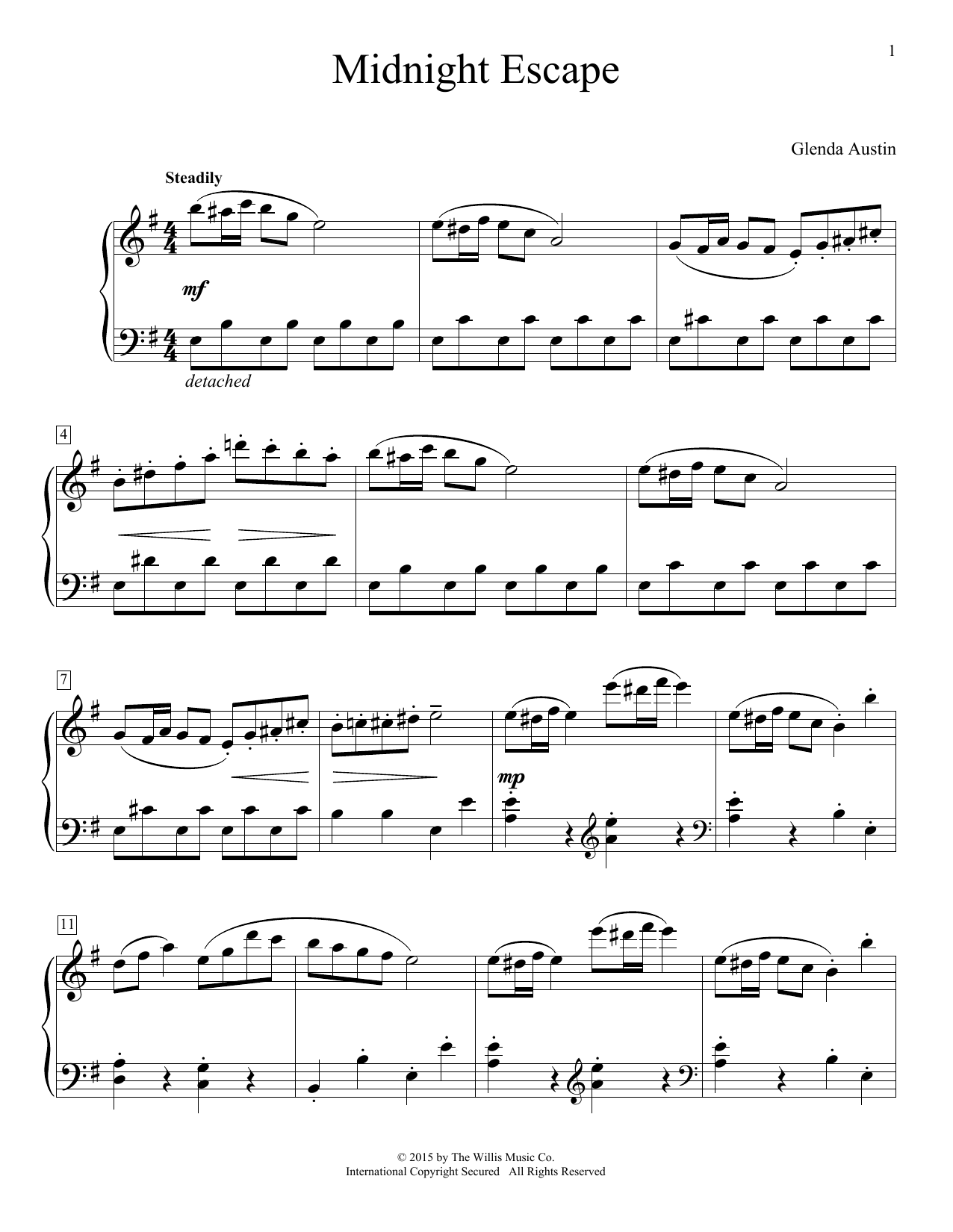 Glenda Austin Midnight Escape Sheet Music Notes & Chords for Educational Piano - Download or Print PDF