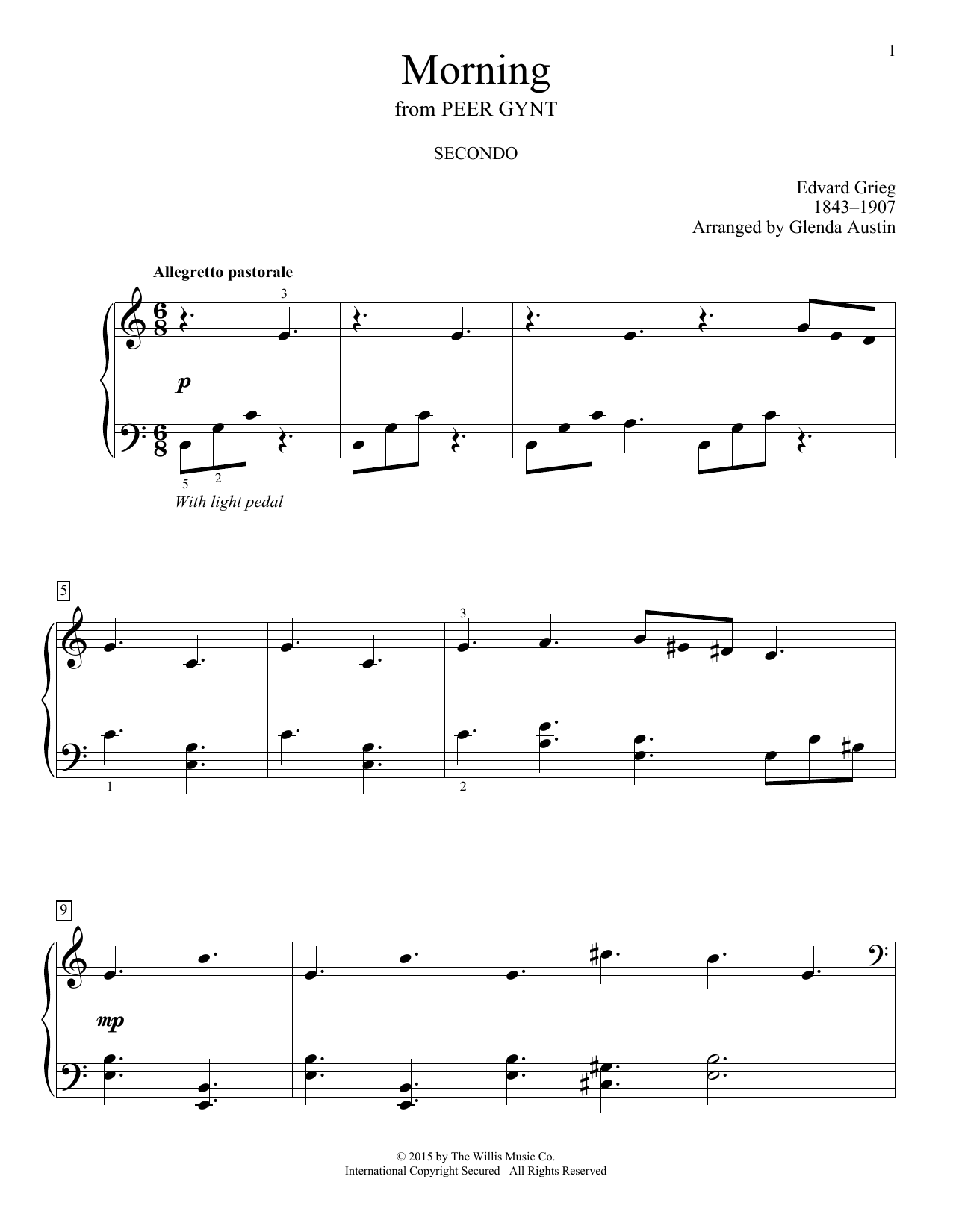 Glenda Austin Morning Sheet Music Notes & Chords for Piano Duet - Download or Print PDF