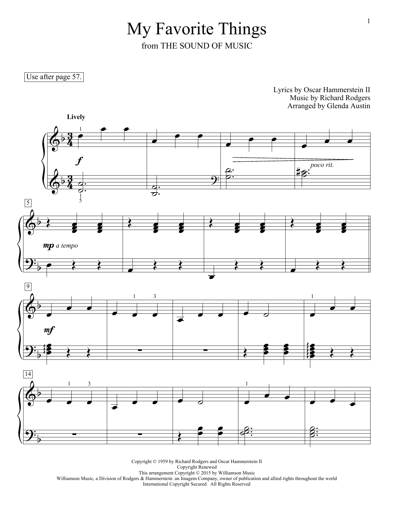 Glenda Austin My Favorite Things Sheet Music Notes & Chords for Educational Piano - Download or Print PDF