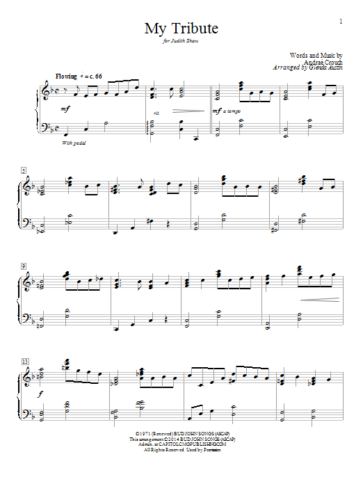 Glenda Austin My Tribute Sheet Music Notes & Chords for Educational Piano - Download or Print PDF
