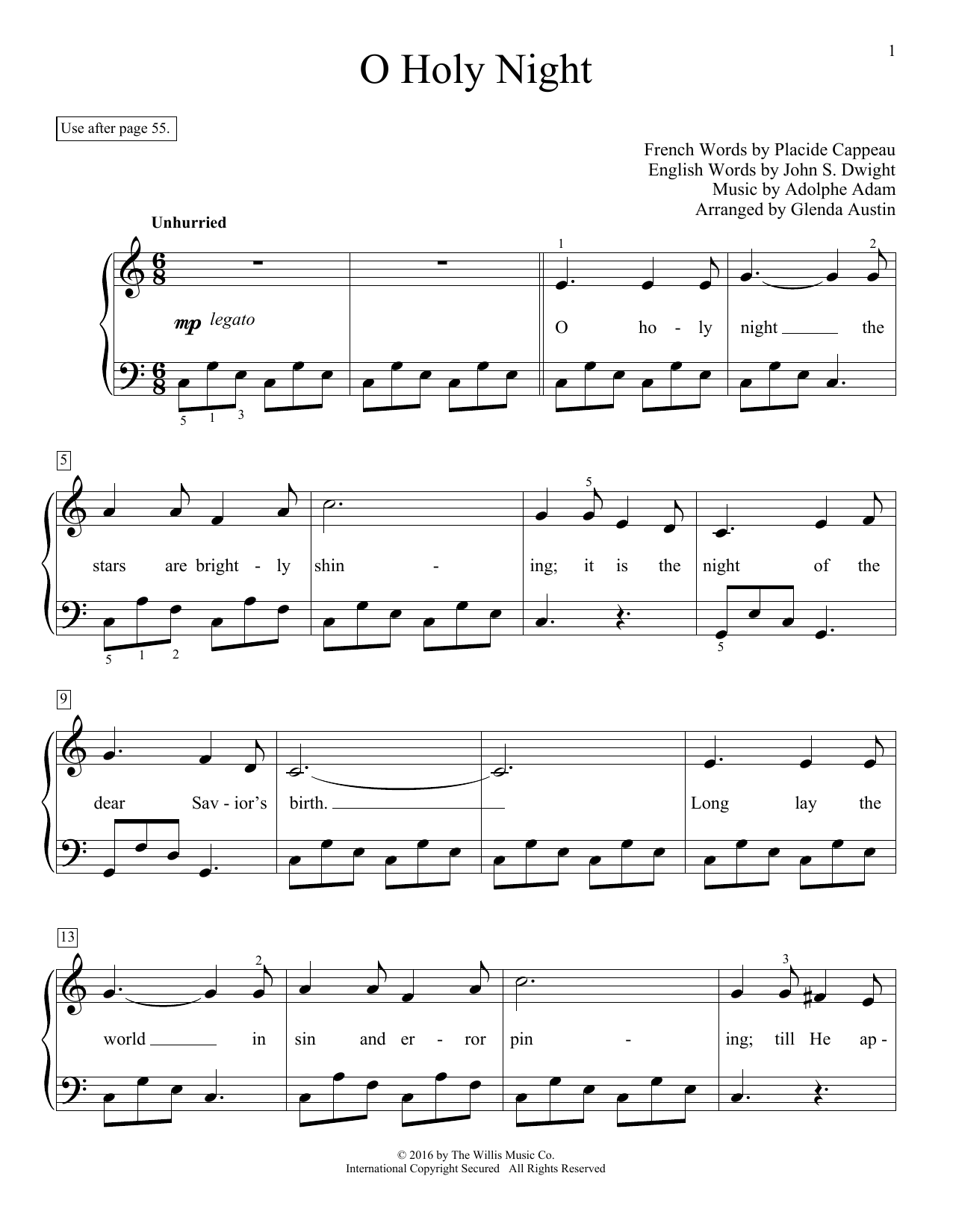 Glenda Austin O Holy Night Sheet Music Notes & Chords for Educational Piano - Download or Print PDF