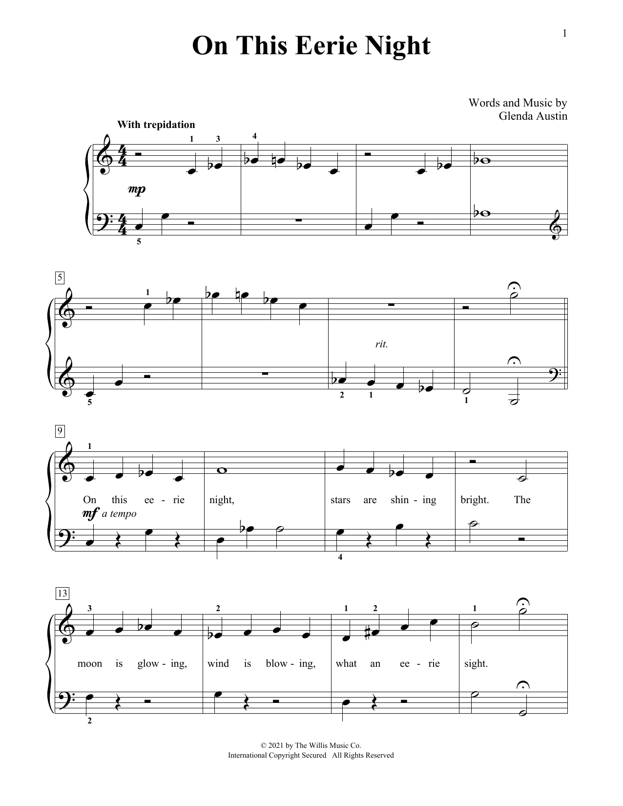 Glenda Austin On This Eerie Night Sheet Music Notes & Chords for Educational Piano - Download or Print PDF