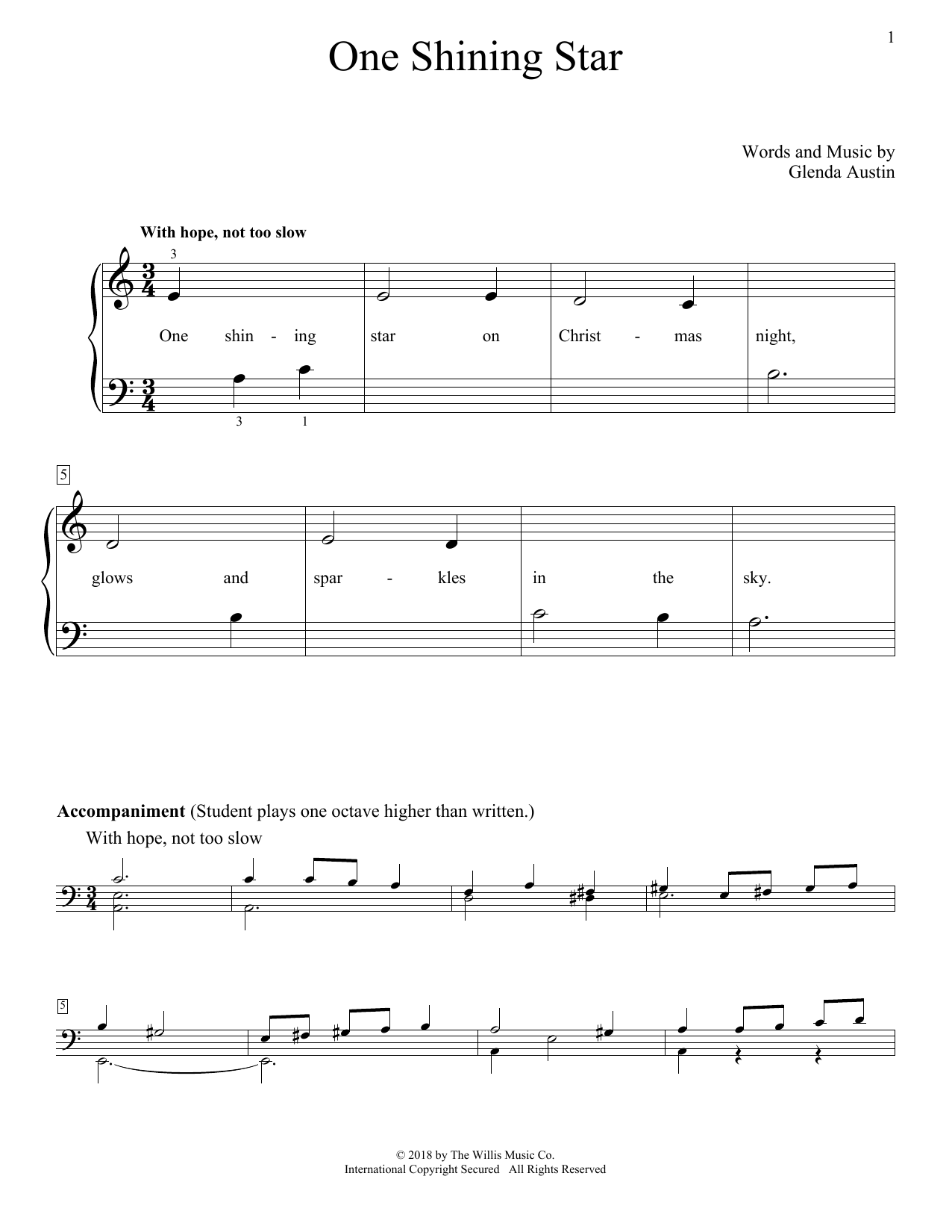 Glenda Austin One Shining Star Sheet Music Notes & Chords for Educational Piano - Download or Print PDF