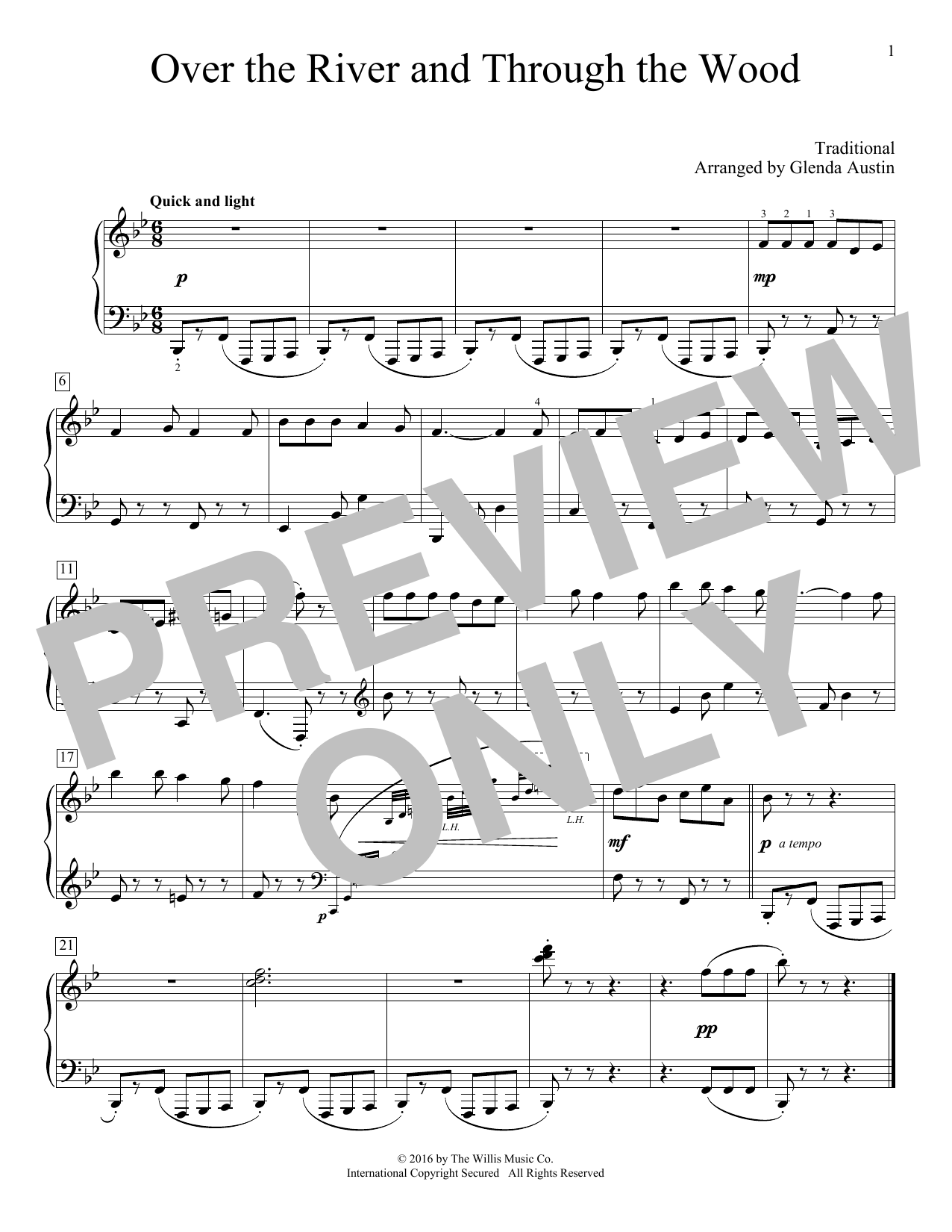 Glenda Austin Over The River And Through The Woods Sheet Music Notes & Chords for Educational Piano - Download or Print PDF