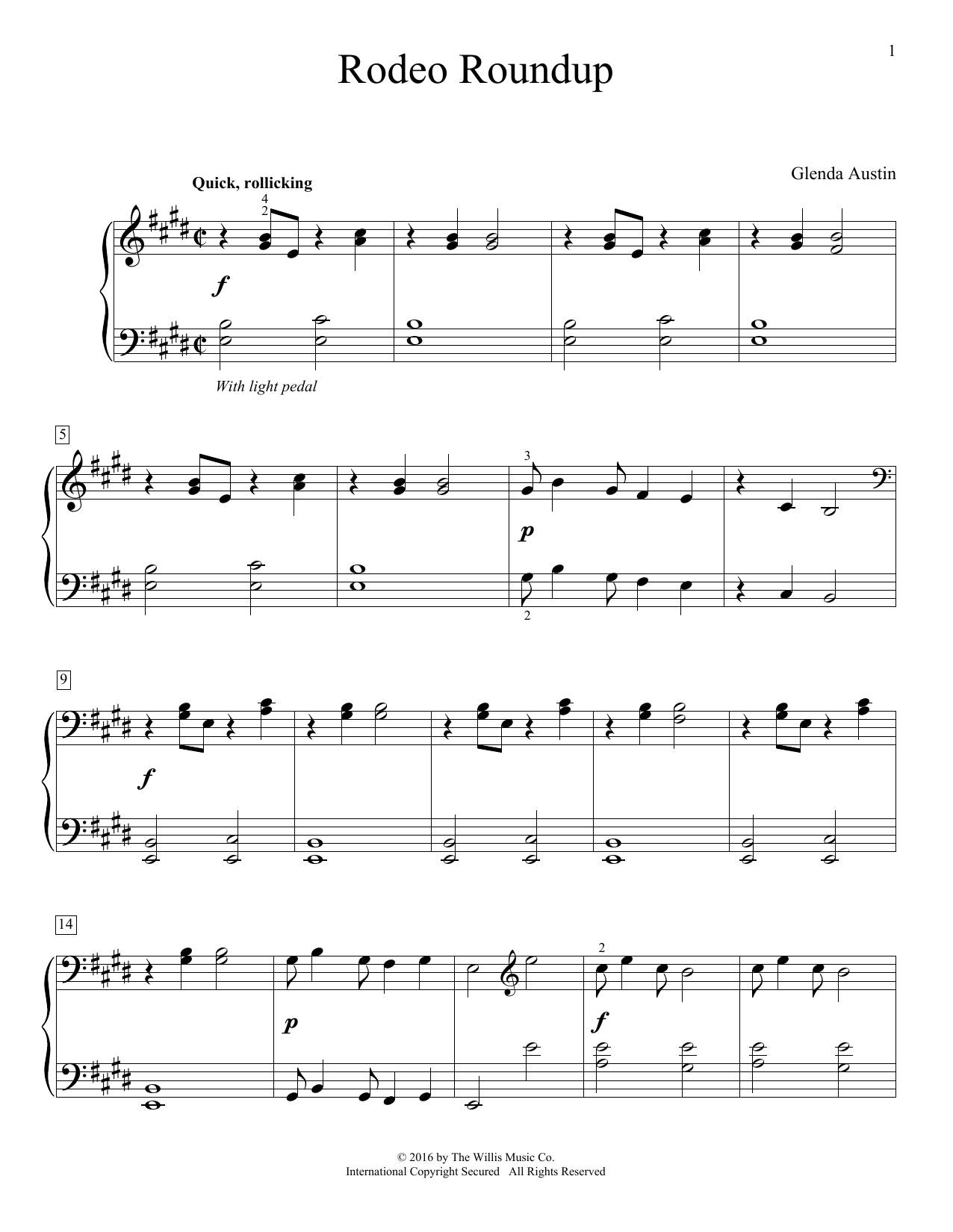 Glenda Austin Rodeo Roundup Sheet Music Notes & Chords for Piano - Download or Print PDF