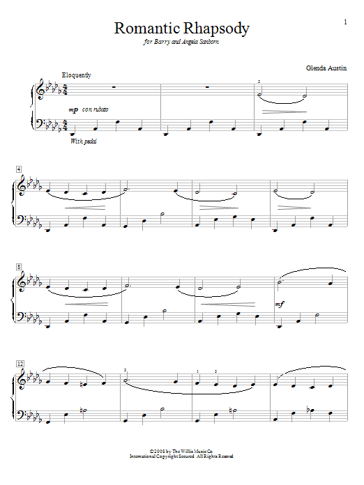 Glenda Austin Romantic Rhapsody Sheet Music Notes & Chords for Educational Piano - Download or Print PDF