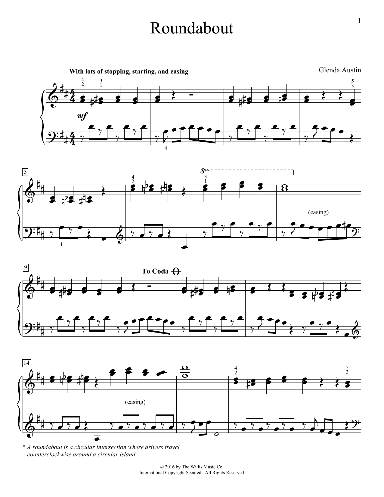 Glenda Austin Roundabout Sheet Music Notes & Chords for Piano - Download or Print PDF