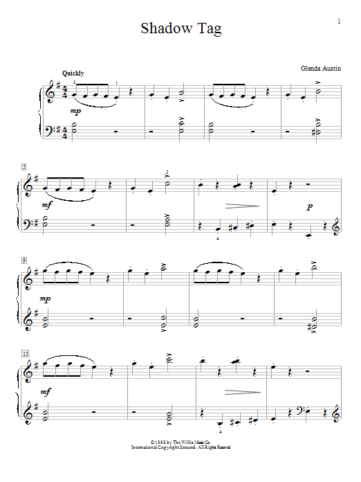 Glenda Austin Shadow Tag Sheet Music Notes & Chords for Educational Piano - Download or Print PDF
