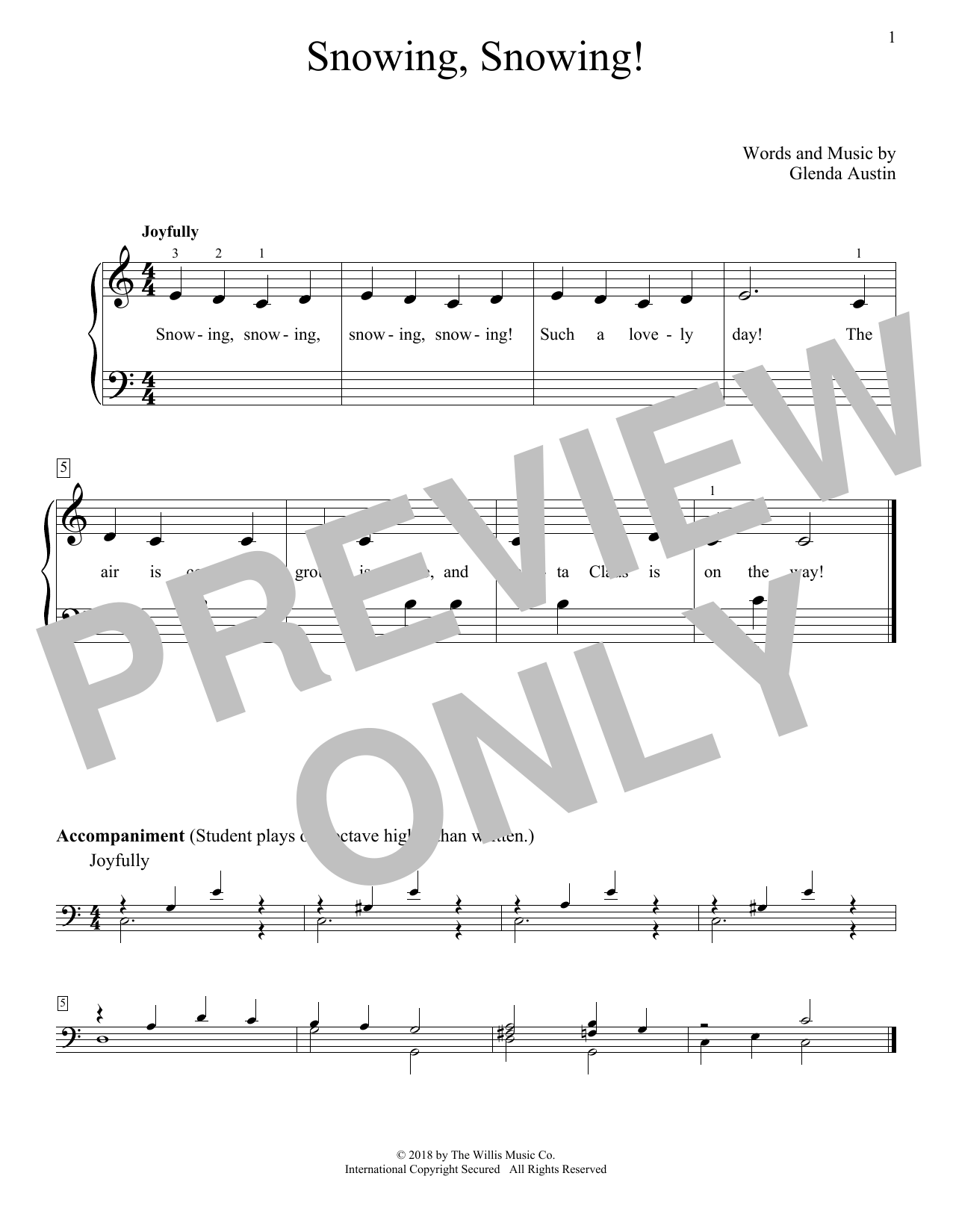 Glenda Austin Snowing, Snowing! Sheet Music Notes & Chords for Educational Piano - Download or Print PDF