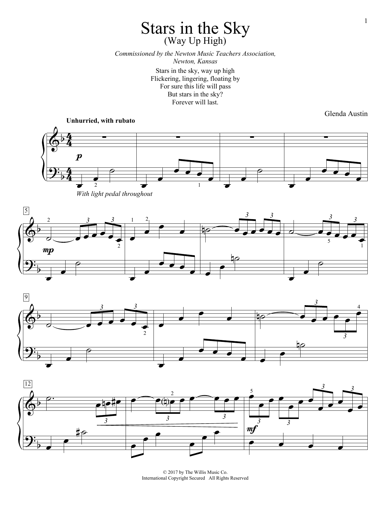 Glenda Austin Stars In The Sky (Way Up High) Sheet Music Notes & Chords for Educational Piano - Download or Print PDF