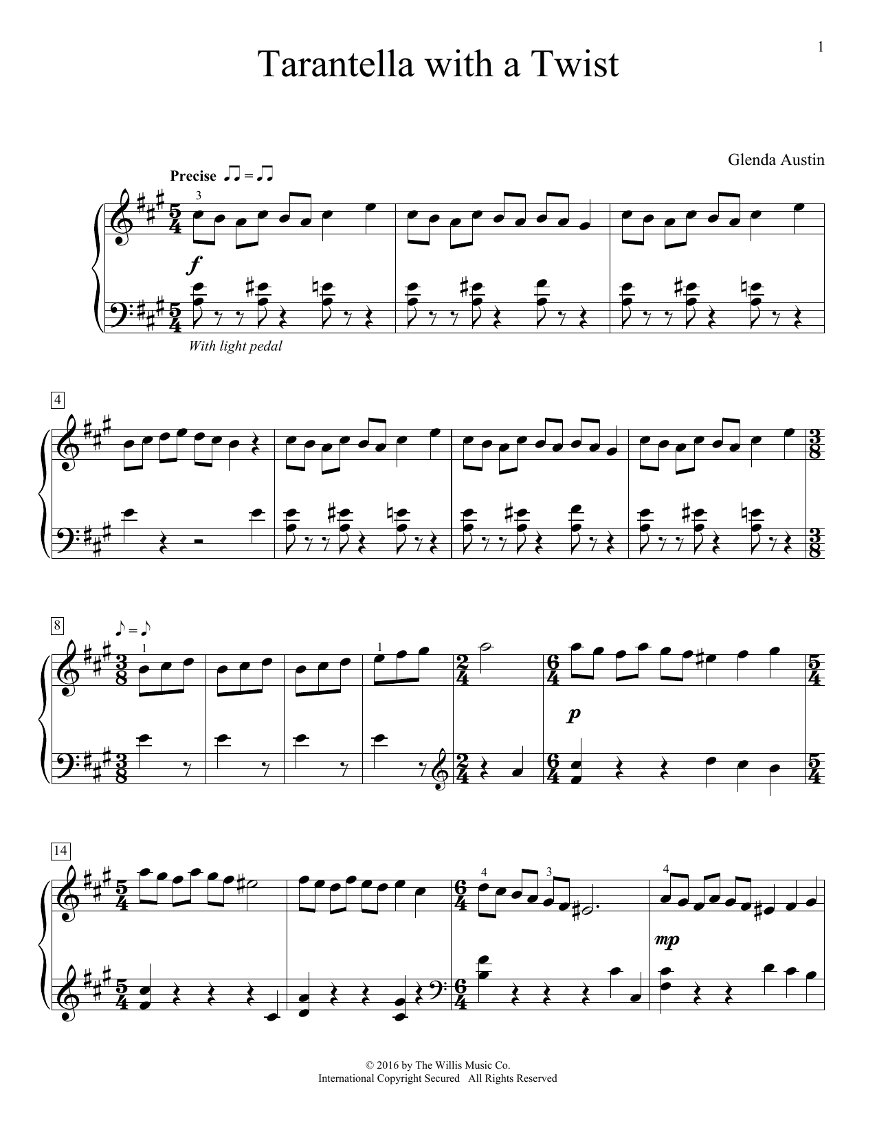 Glenda Austin Tarantella With A Twist Sheet Music Notes & Chords for Piano - Download or Print PDF