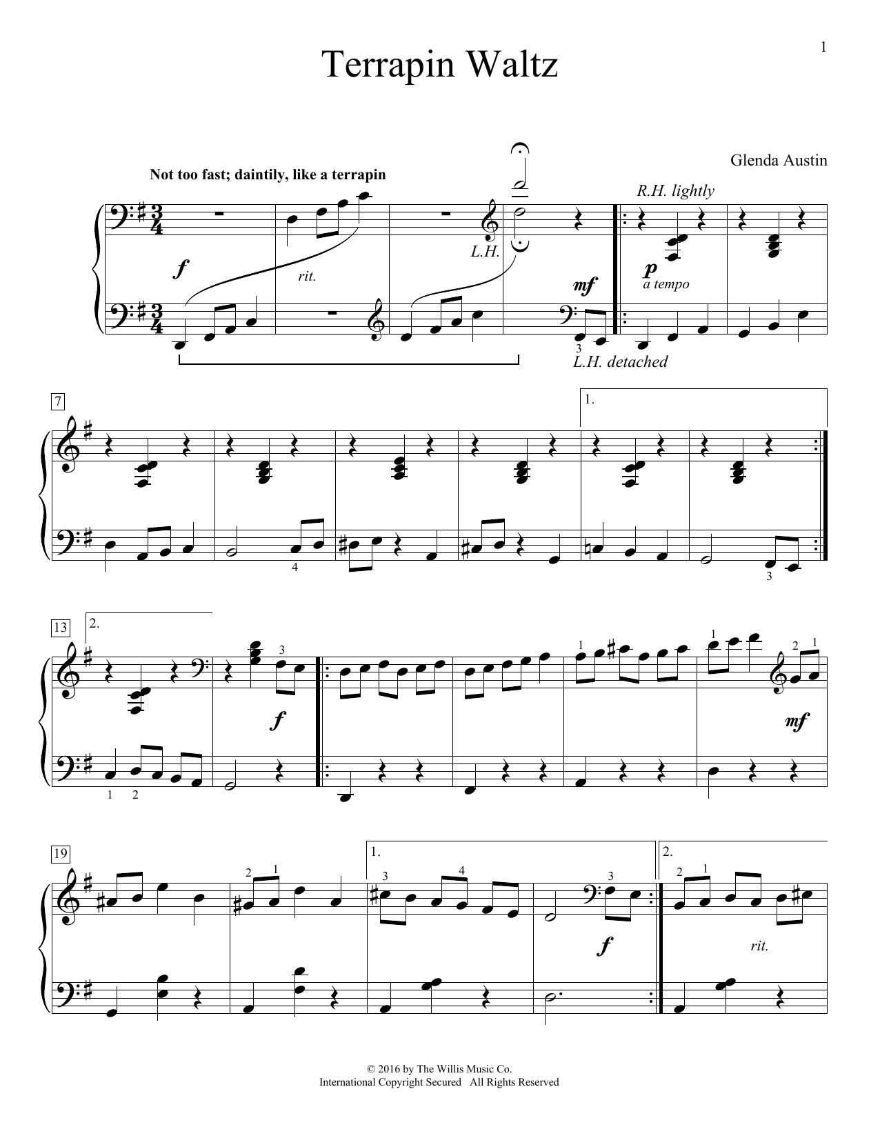 Glenda Austin Terrapin Waltz Sheet Music Notes & Chords for Piano - Download or Print PDF
