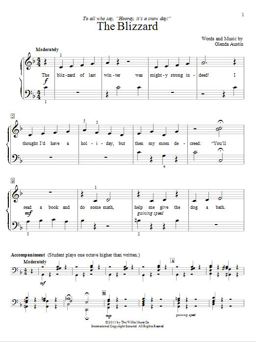 Glenda Austin The Blizzard Sheet Music Notes & Chords for Educational Piano - Download or Print PDF